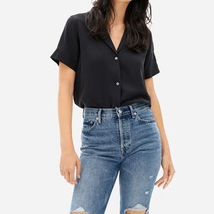 Everlane Short Sleeve Silk Notch Shirt
